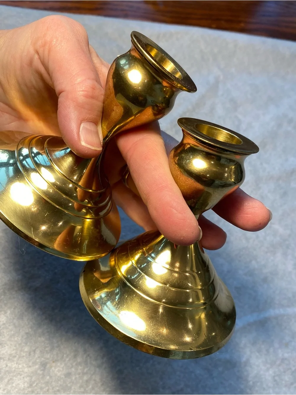 Brass Pair of Gold Candle Holders - Classic Home Accent